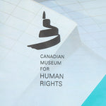 Close-up of the Museum icon and the text “CANADIAN MUSEUM FOR HUMAN RIGHTS”