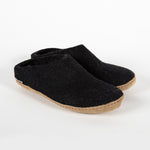 black wool slippers