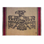 brown and red wool blanket featuring Indigenous art