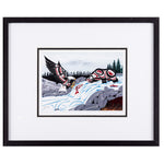 framed art print featuring an eagle, fish and a bear