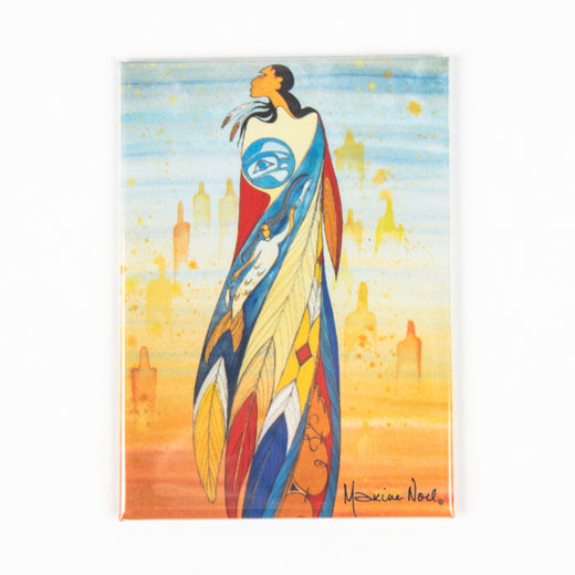 magnet featuring art depicting an Indigenous woman