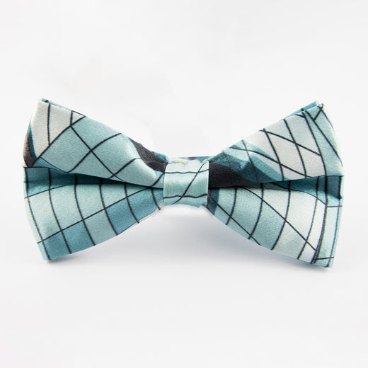 silk bow tie featuring the window design of the Museum 