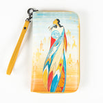 wallet featuring art depicting a Indigenous woman