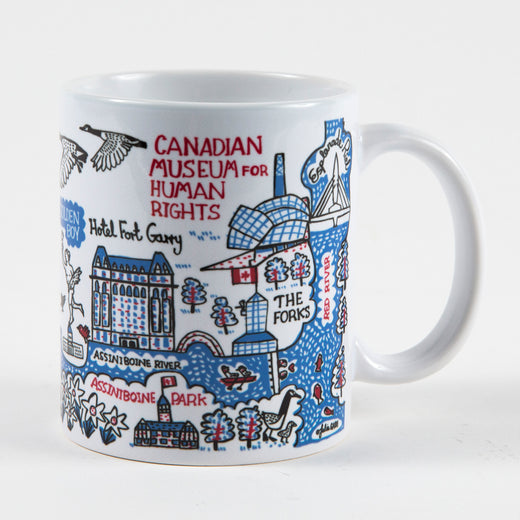 Mug that features the text “Canadian Museum for Human Rights” and the Museum building