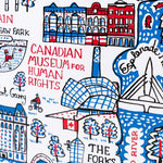 Close-up on a stylized print representing Winnipeg.
